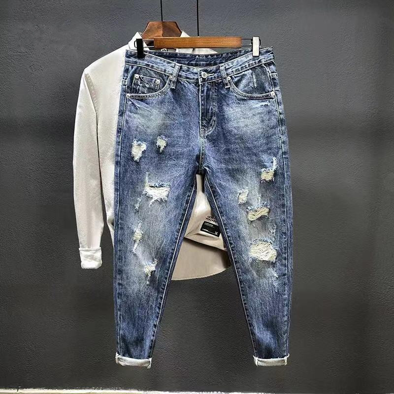 Men'S Shoes With Jeans - Dokuz noktalı kot için delikli erkek