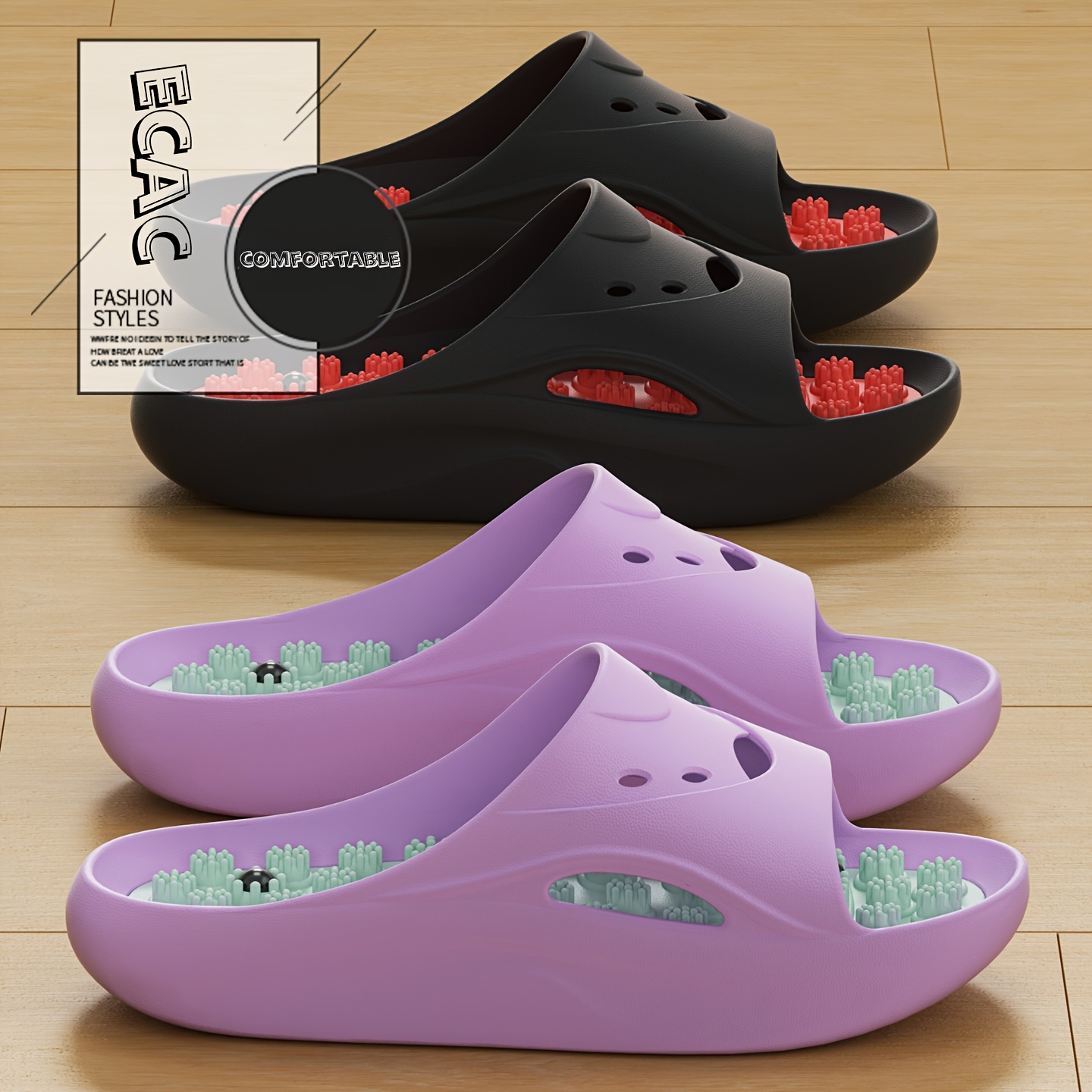 Men'S Shoes To Women'S - Kadın Erkek EVA Masaj Terlikleri Kalın