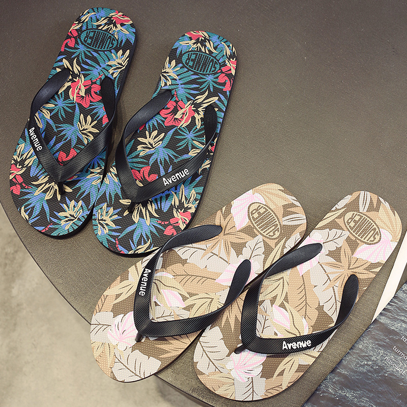 Men'S Shoes Daily Use - Hawaii Baskılı Terlik Erkek Parmak Arası