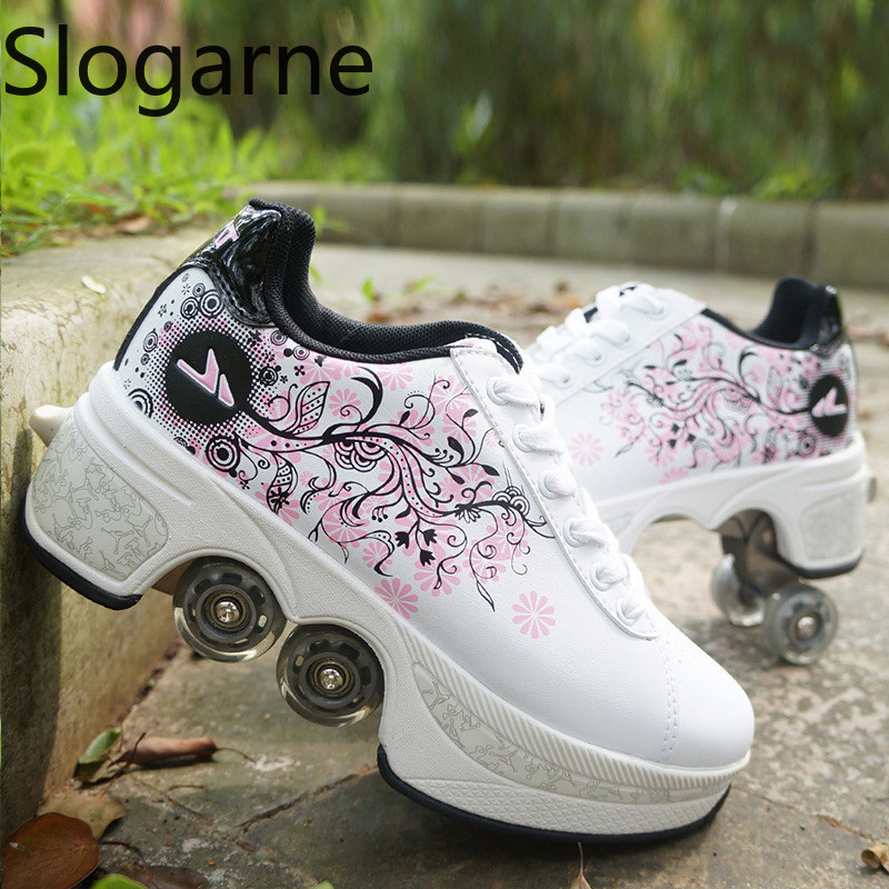 Men'S Shoes To Women'S - Kadınlar 4 Tekerlekli Deforme Olabilen Paten