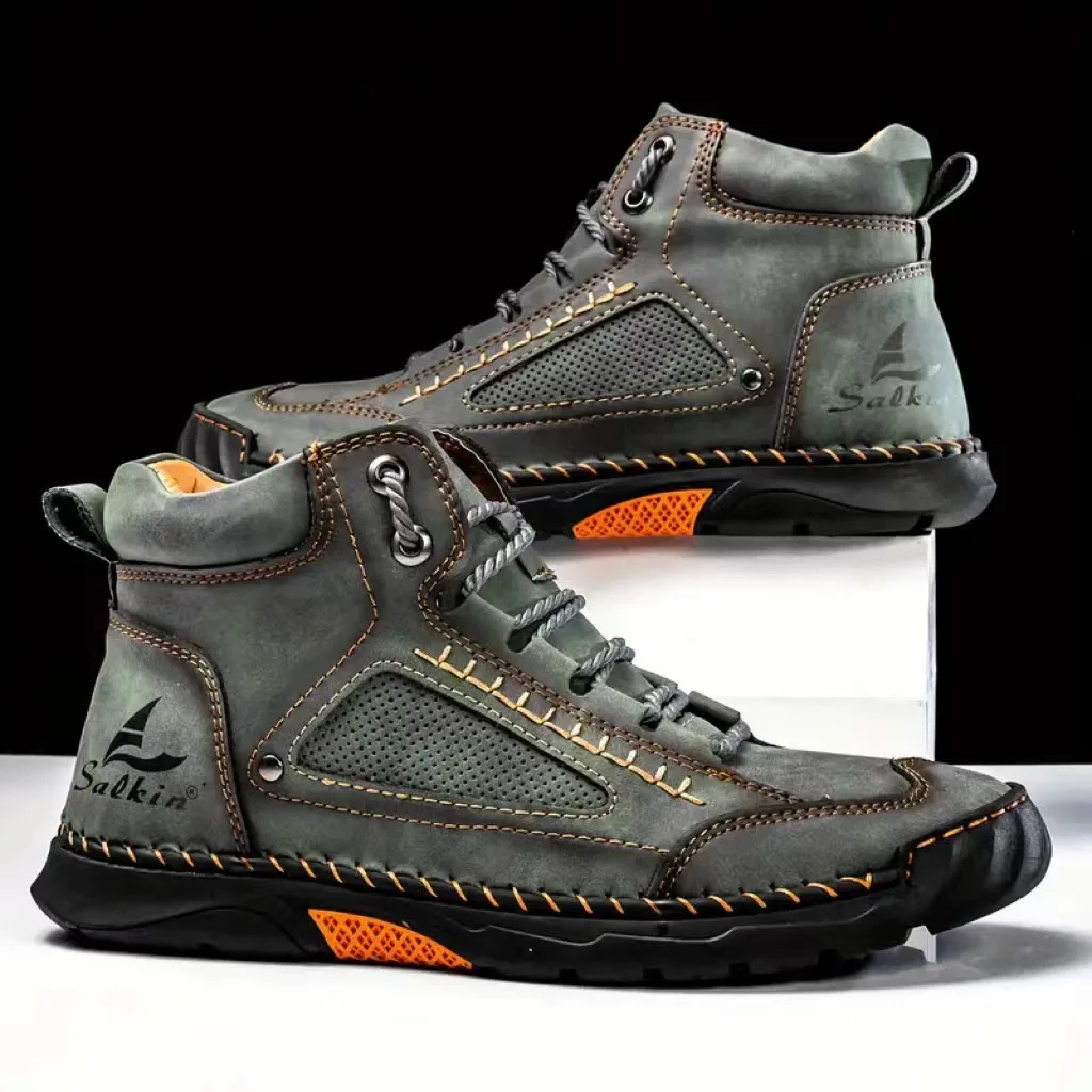 Men'S Shoes Daily Use - Erkek El Dikişli Botlar Büyük Beden