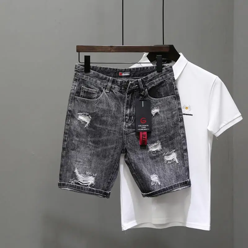 Men'S Shoes With Jeans - Erkek kısa kot pantolon pantolon siyah